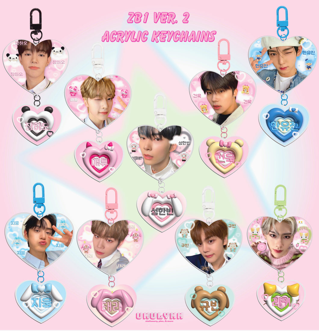 ZB1 Acrylic Heart Keychains ver. 2