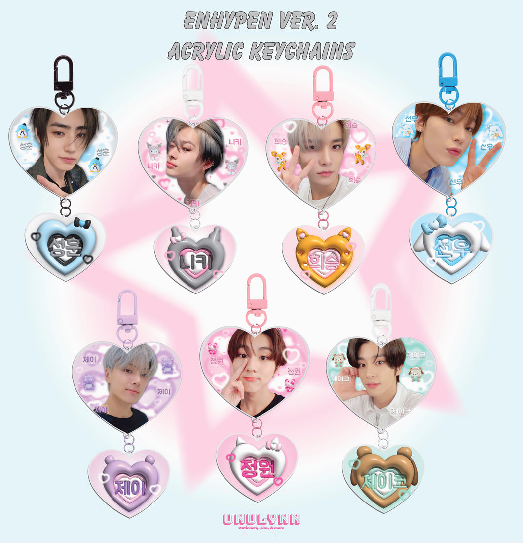 ENHYPEN Acrylic Heart Keychains ver. 2