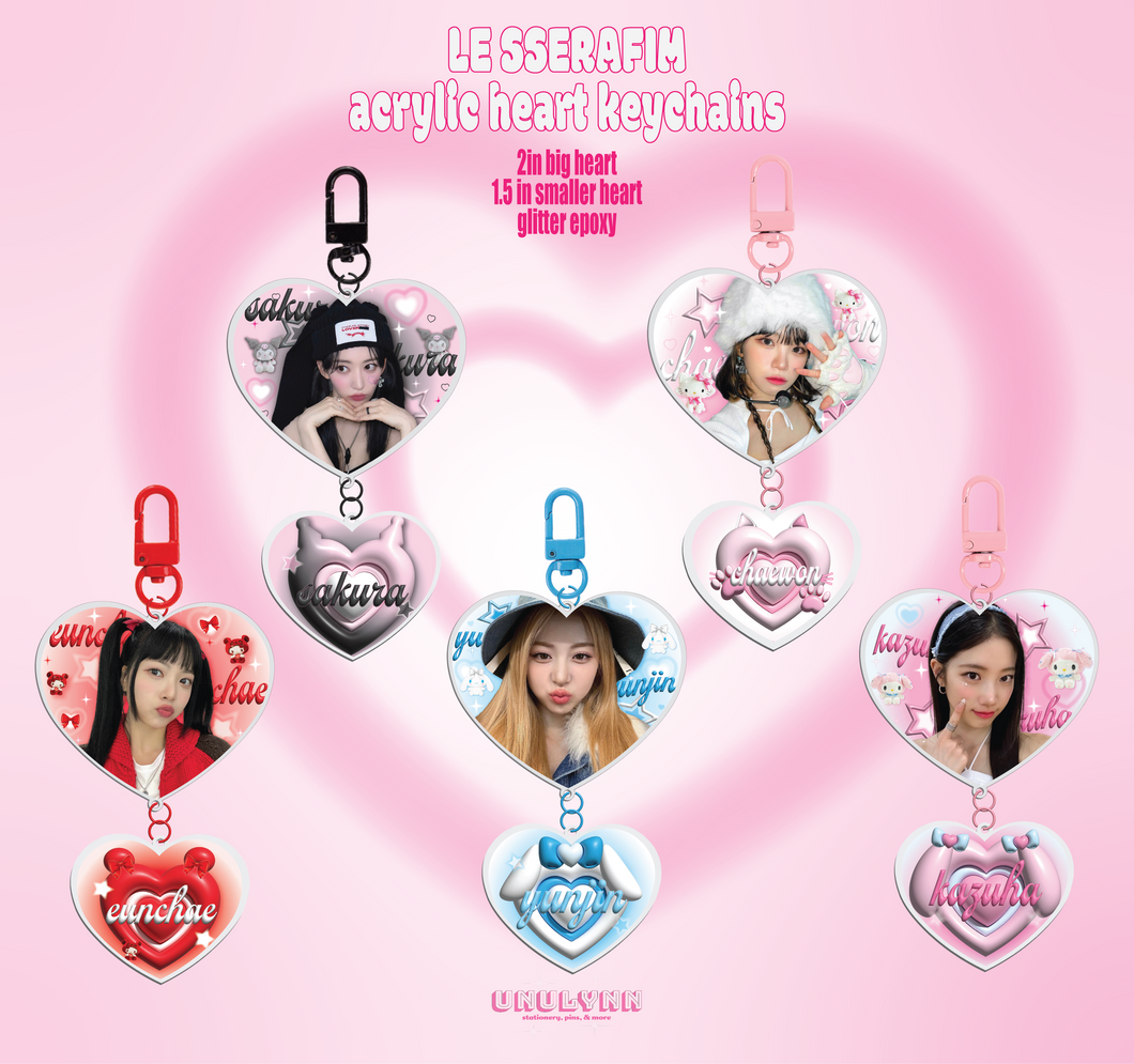 LE SSERAFIM Acrylic Heart Keychains