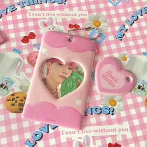 Heart Stealer soft pink heart photocard holder keychain