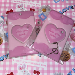 Heart Stealer soft pink heart photocard holder keychain